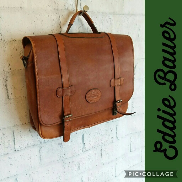 eddie bauer leather messenger bag